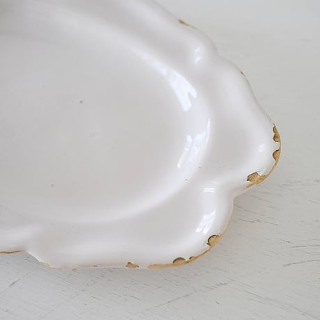 白釉 Moustiers オーヴァル大皿(J) ×印 w39cm
