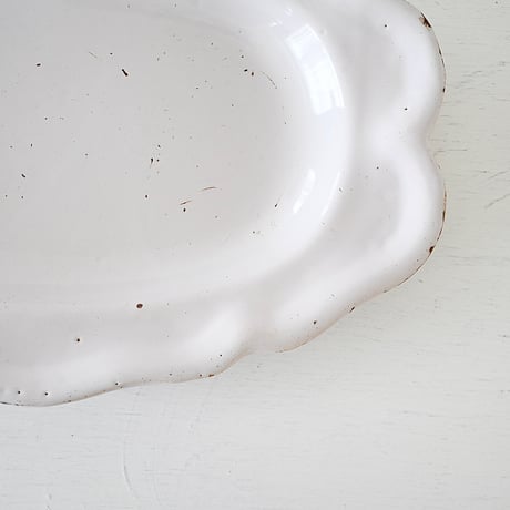 白釉 オーヴァル大皿(H) w39cm