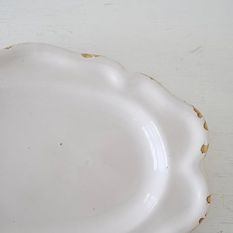 白釉 Moustiers オーヴァル大皿(J) ×印 w39cm
