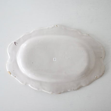 白釉 Moustiers オーヴァル大皿(J) ×印 w39cm