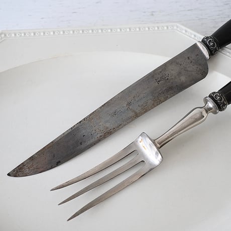 黒檀ハンドル お肉用ナイフとフォークのセット