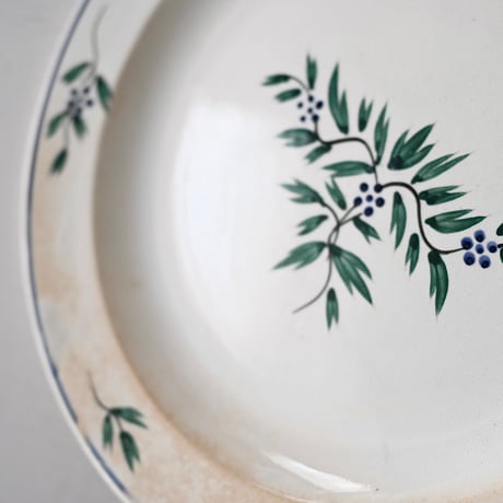 ベルギー J.B.Cappellemans 青&緑花平皿(A) Φ24cm