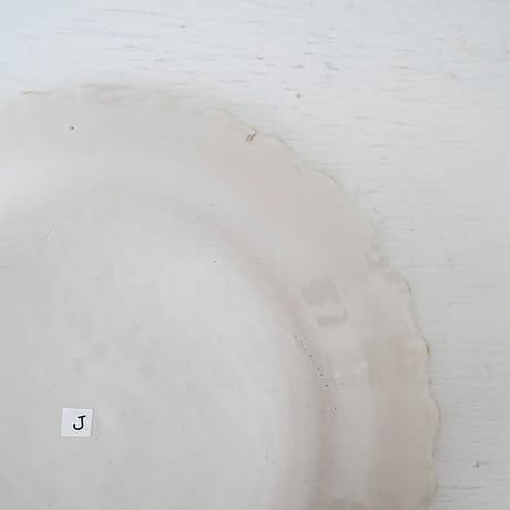 白釉 Moustiers リム波波大皿深皿(J) ×印 Φ31.5cm