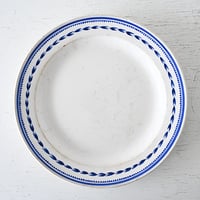 Faïence fine GIEN 青いリーフ模様 平皿 Φ23.5cm