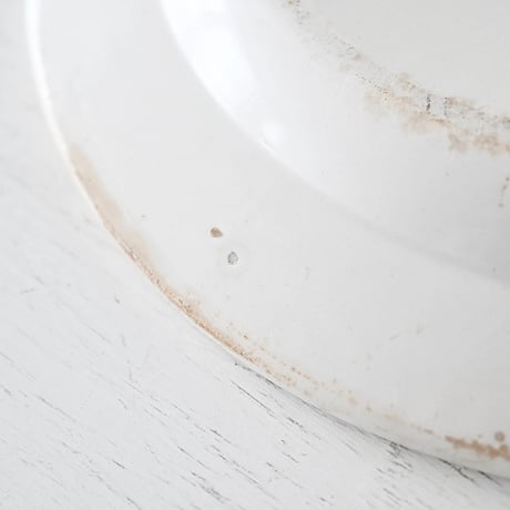 Faïence fine GIEN 青いリーフ模様 平皿 Φ23.5cm
