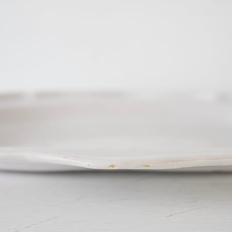 白釉 Moustiers オーヴァル大皿(Q) ×印 w43cm