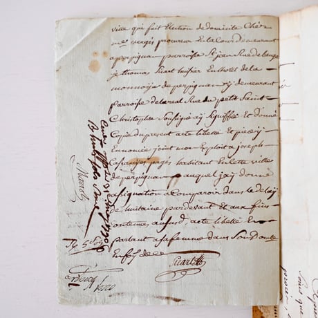 1700年代後期の古い証書(A)
