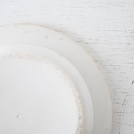 Faïence fine GIEN 青いリーフ模様 平皿 Φ23.5cm