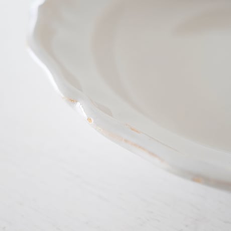 白釉 花リム深皿大皿(H) Φ31cm