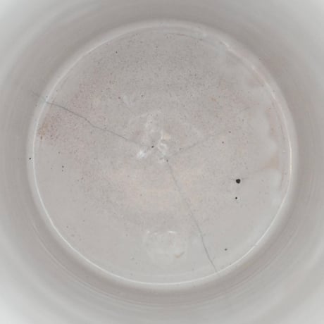 白釉 緑&茶の葉が描かれた大きなピシェ ※修復跡あり