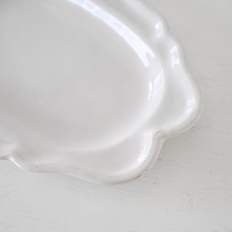白釉 Moustiers オーヴァル大皿(Q) ×印 w43cm