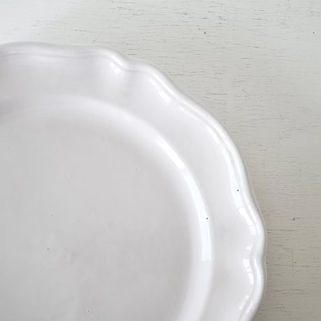 白釉 花リム特大皿(O) Φ37cm