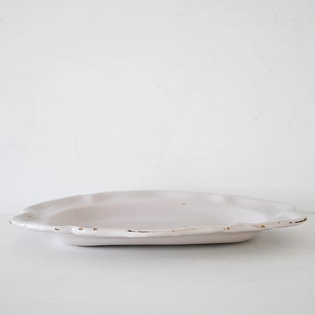 白釉 オーヴァル大皿(H) w39cm