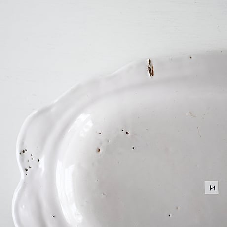 白釉 オーヴァル大皿(H) w39cm