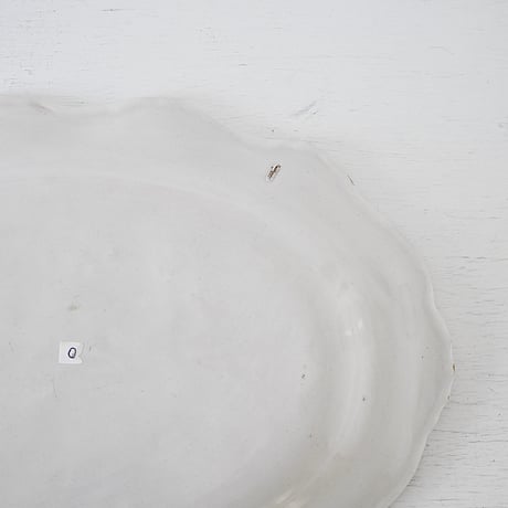 白釉 Moustiers オーヴァル大皿(O) ×印 w41.5cm