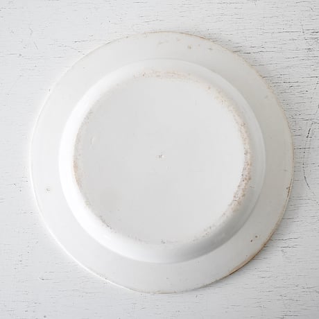 Faïence fine GIEN 青いリーフ模様 平皿 Φ23.5cm