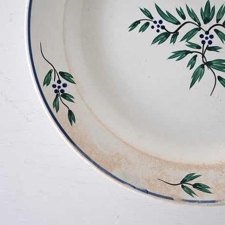 ベルギー J.B.Cappellemans 青&緑花平皿(A) Φ24cm