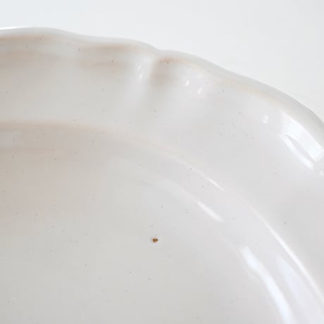 白釉 花リム深皿大皿(H) Φ31cm