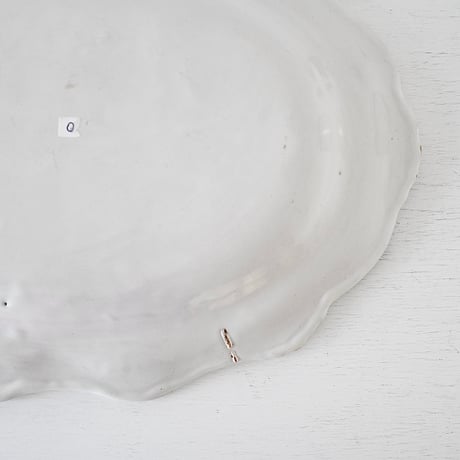 白釉 Moustiers オーヴァル大皿(O) ×印 w41.5cm