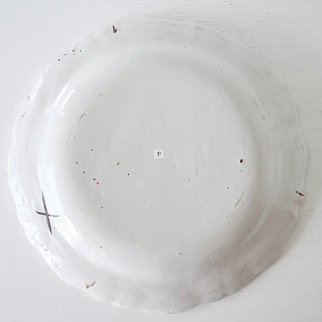 白釉 Moustiers 特大深皿(P) ※×印 Φ39.5cm