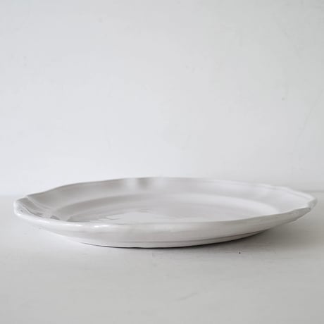 白釉 花リム特大皿(O) Φ37cm