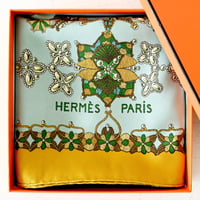 Vintage Hermès カレ90(ティファニーブルー&マスタード)※訳あり