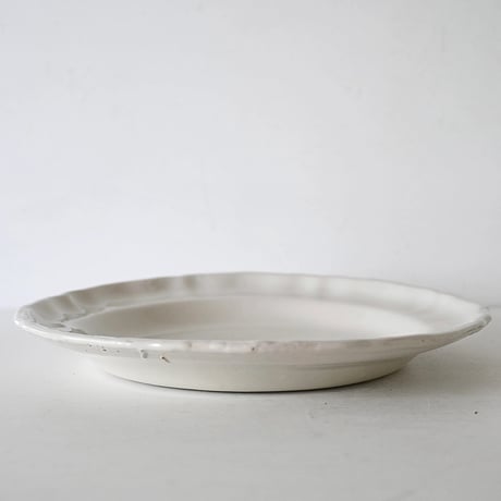 白釉 花リム大皿(N) Φ33cm