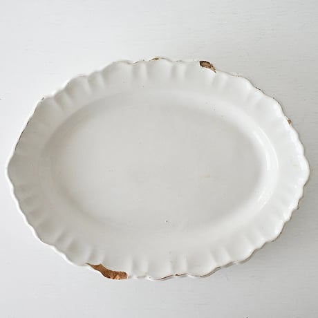 白釉 オーヴァル大皿(U) w37cm
