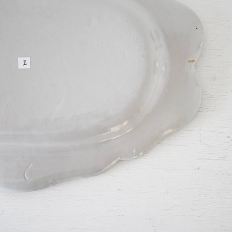 白釉オーヴァル大皿 (I) w39.5cm