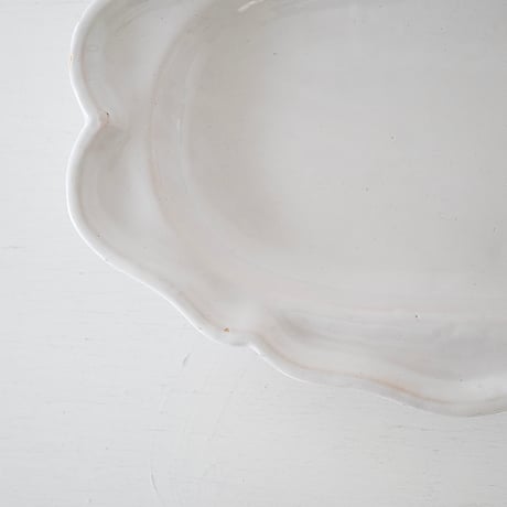白釉 Moustiers オーヴァル大皿(Q) ×印 w43cm