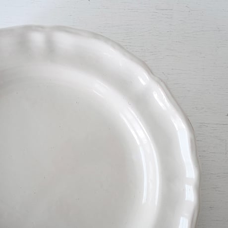 白釉 花リム大皿(N) Φ33cm
