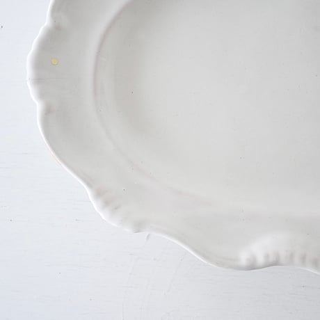 白釉 Moustiers オーヴァル大皿(O) ×印 w41.5cm