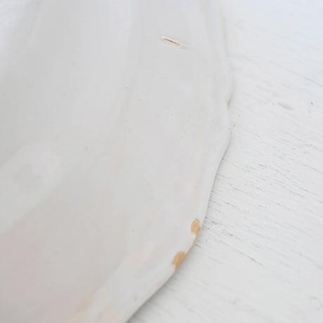白釉 花リム深皿大皿(H) Φ31cm