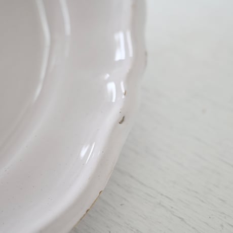 白釉 花リム大皿(L)  Φ32cm ※ダメージあり
