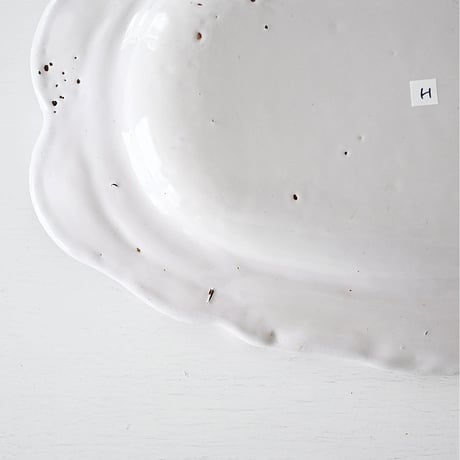 白釉 オーヴァル大皿(H) w39cm