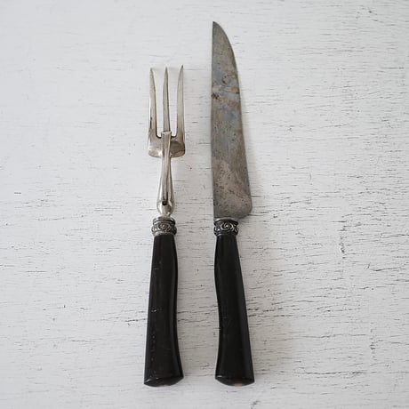 黒檀ハンドル お肉用ナイフとフォークのセット