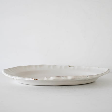 白釉 オーヴァル大皿(U) w37cm