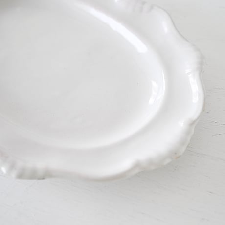 白釉 Moustiers オーヴァル大皿(O) ×印 w41.5cm