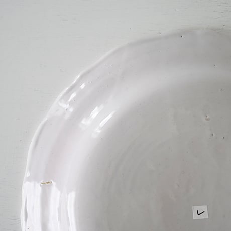 白釉 花リム大皿(L)  Φ32cm ※ダメージあり
