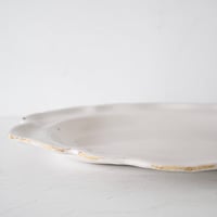 白釉 Moustiers オーヴァル大皿(J) ×印 w39cm