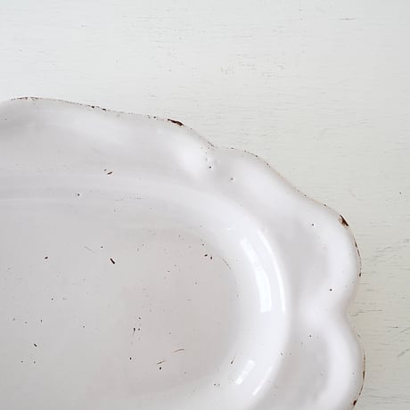 白釉 オーヴァル大皿(H) w39cm