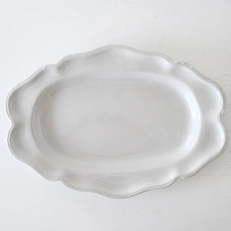 白釉オーヴァル大皿 (I) w39.5cm