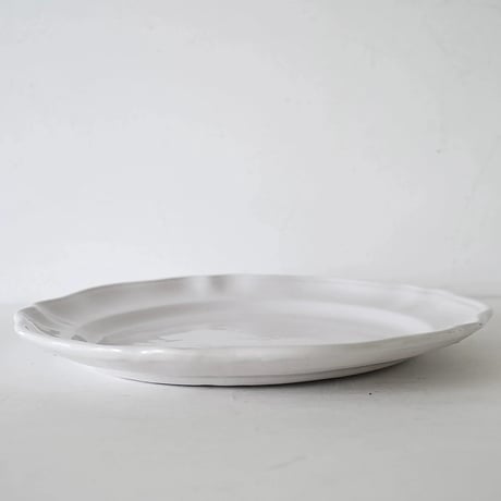 白釉 花リム特大皿(O) Φ37cm