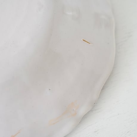 白釉 花リム大皿(L)  Φ32cm ※ダメージあり