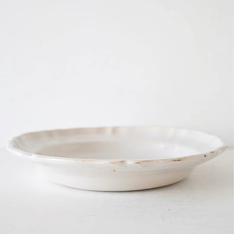 白釉 花リム深皿大皿(H) Φ31cm