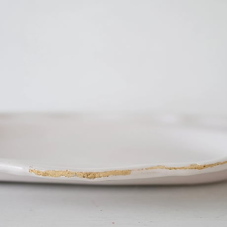 白釉 Moustiers オーヴァル大皿(J) ×印 w39cm