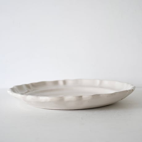 白釉 花リム大皿(M) Φ32.5cm