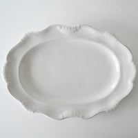 白釉 Moustiers オーヴァル大皿(O) ×印 w41.5cm