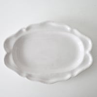 白釉 Moustiers オーヴァル大皿(Q) ×印 w43cm