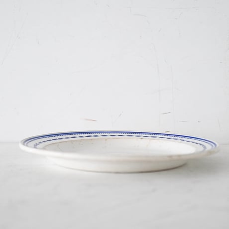 Faïence fine GIEN 青いリーフ模様 平皿 Φ23.5cm
